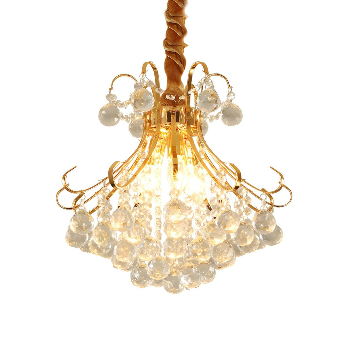 Luxury Bedroom Gold Crystal Ball Pendant Chandelier Image - 4