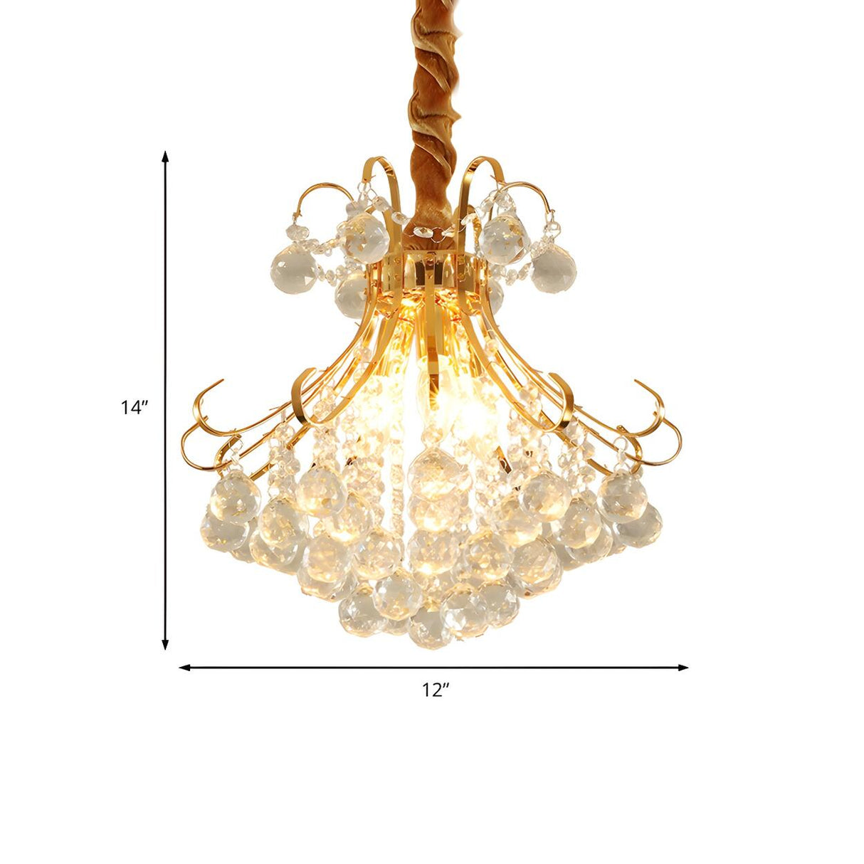 Luxury Bedroom Gold Crystal Ball Pendant Chandelier 