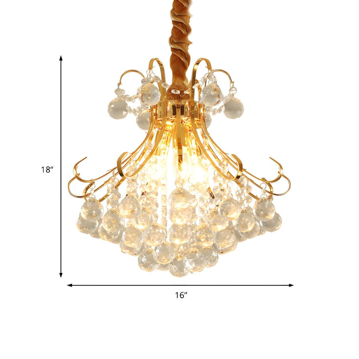 Luxury Bedroom Gold Crystal Ball Pendant Chandelier Image - 6