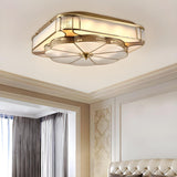 Luxury Bedroom Square Flower Gold Flush Mount Light Image - 1