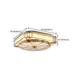 Luxury Bedroom Square Flower Gold Flush Mount Light Image - 10