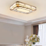 Luxury Bedroom Square Flower Gold Flush Mount Light Image - 4