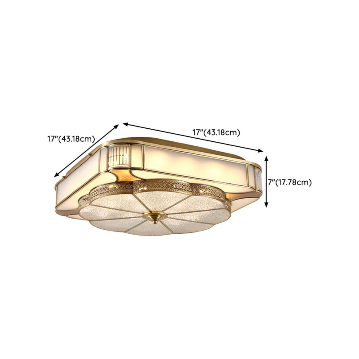 Luxury Bedroom Square Flower Gold Flush Mount Light 