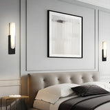 Luxury Black Rectangle Alabaster Dimmable Bedroom Wall Sconce Image - 1