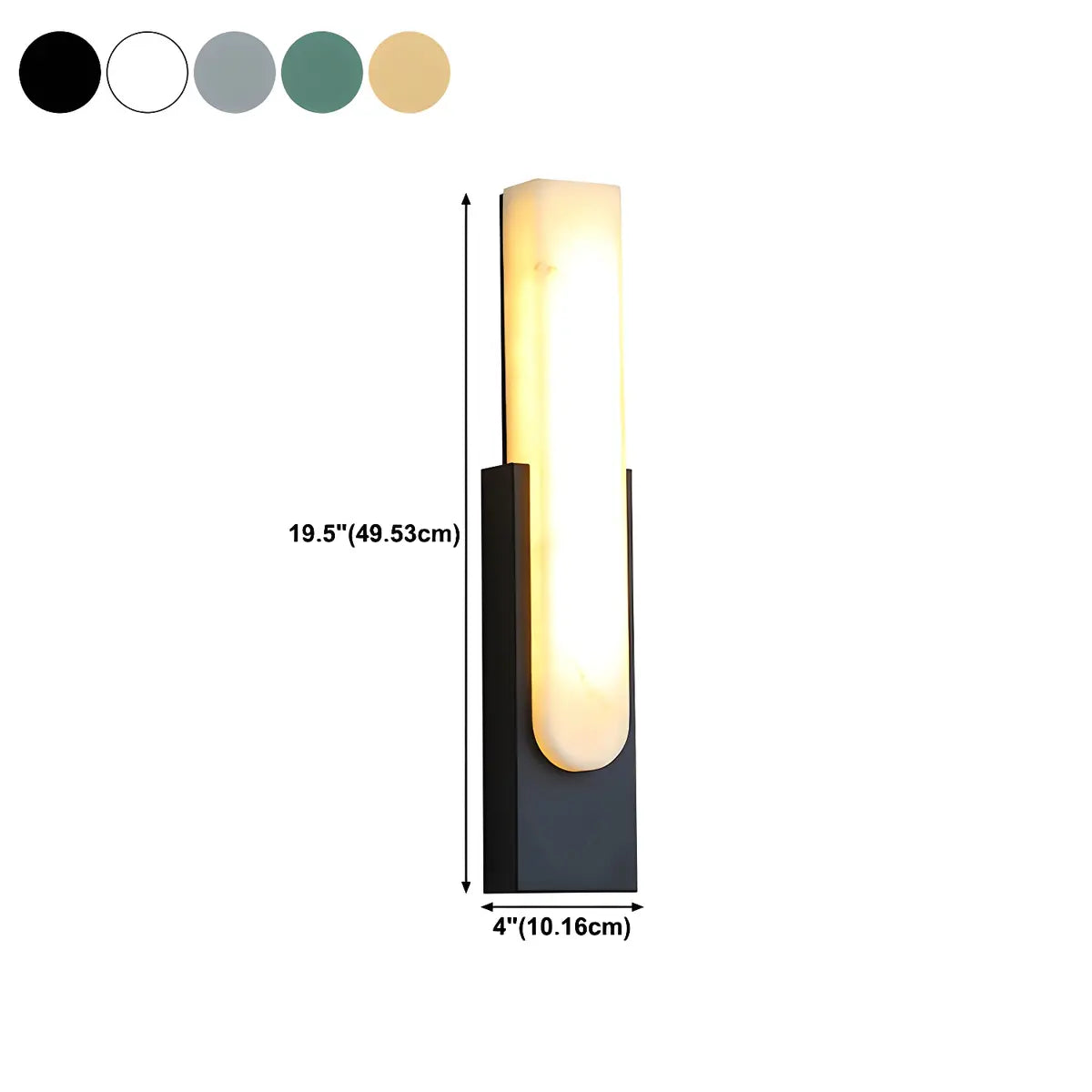 Luxury Black Rectangle Alabaster Dimmable Bedroom Wall Sconce 