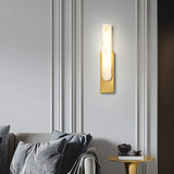 Luxury Black Rectangle Alabaster Dimmable Bedroom Wall Sconce Image - 2