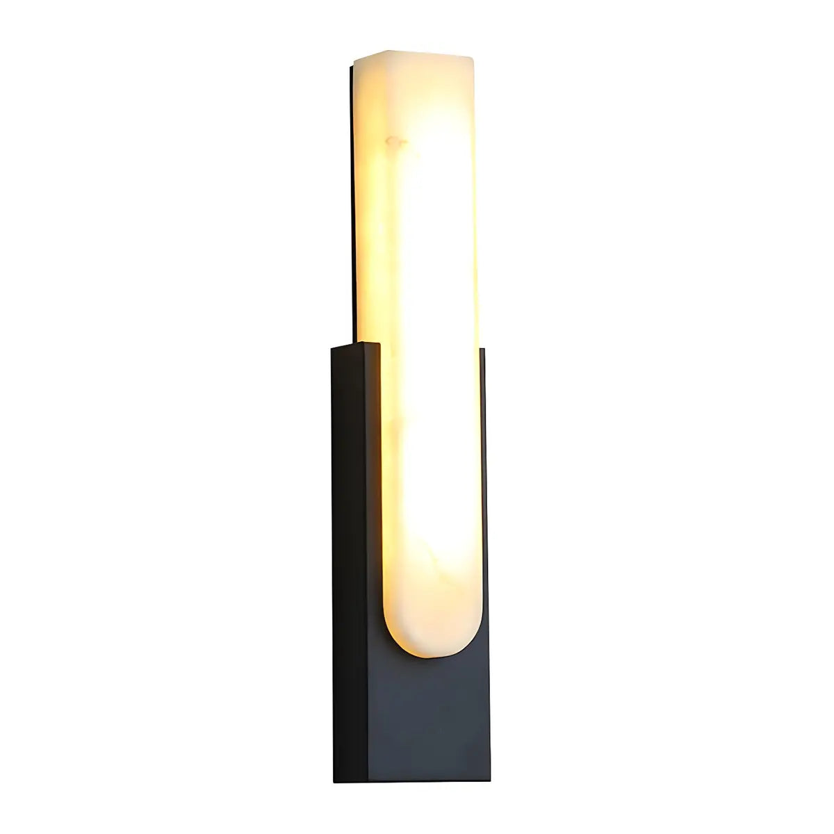 Luxury Black Rectangle Alabaster Dimmable Bedroom Wall Sconce Image - 5