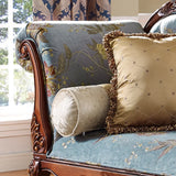 Luxury Blue Floral Classic Wood Reclining Chaise Lounge Image - 1