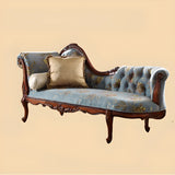 Luxury Blue Floral Classic Wood Reclining Chaise Lounge Image - 10