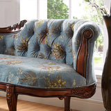 Luxury Blue Floral Classic Wood Reclining Chaise Lounge Image - 4