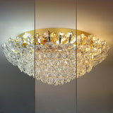 Luxury Bowl-Shaped Crystal Flush Mount Lamp Living Room Image - 15