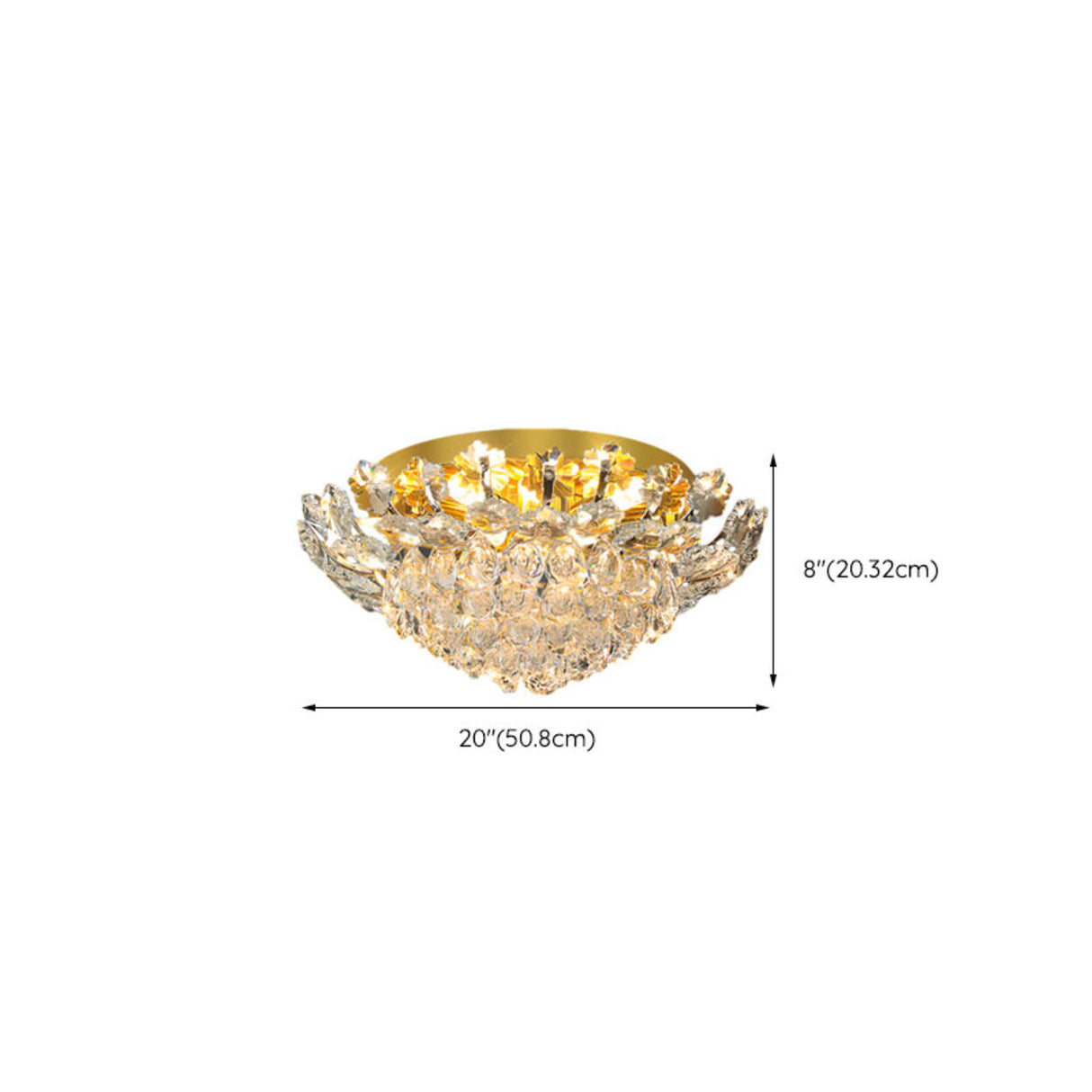 Luxury Bowl-Shaped Crystal Flush Mount Lamp Living Room Image - 17