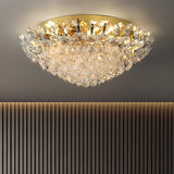 Luxury Bowl-Shaped Crystal Flush Mount Lamp Living Room Image - 4