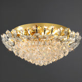 Luxury Bowl-Shaped Crystal Flush Mount Lamp Living Room Image - 7