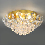 Luxury Bowl-Shaped Crystal Flush Mount Lamp Living Room Image - 8