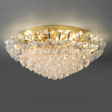 Luxury Bowl-Shaped Crystal Flush Mount Lamp Living Room Image - 9