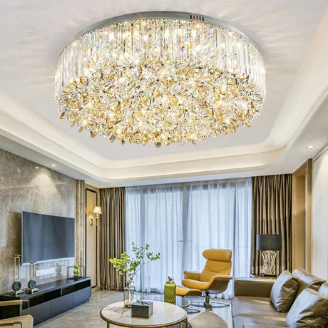 Luxury Branch Crystal Round Flush Mount Light Image - 1