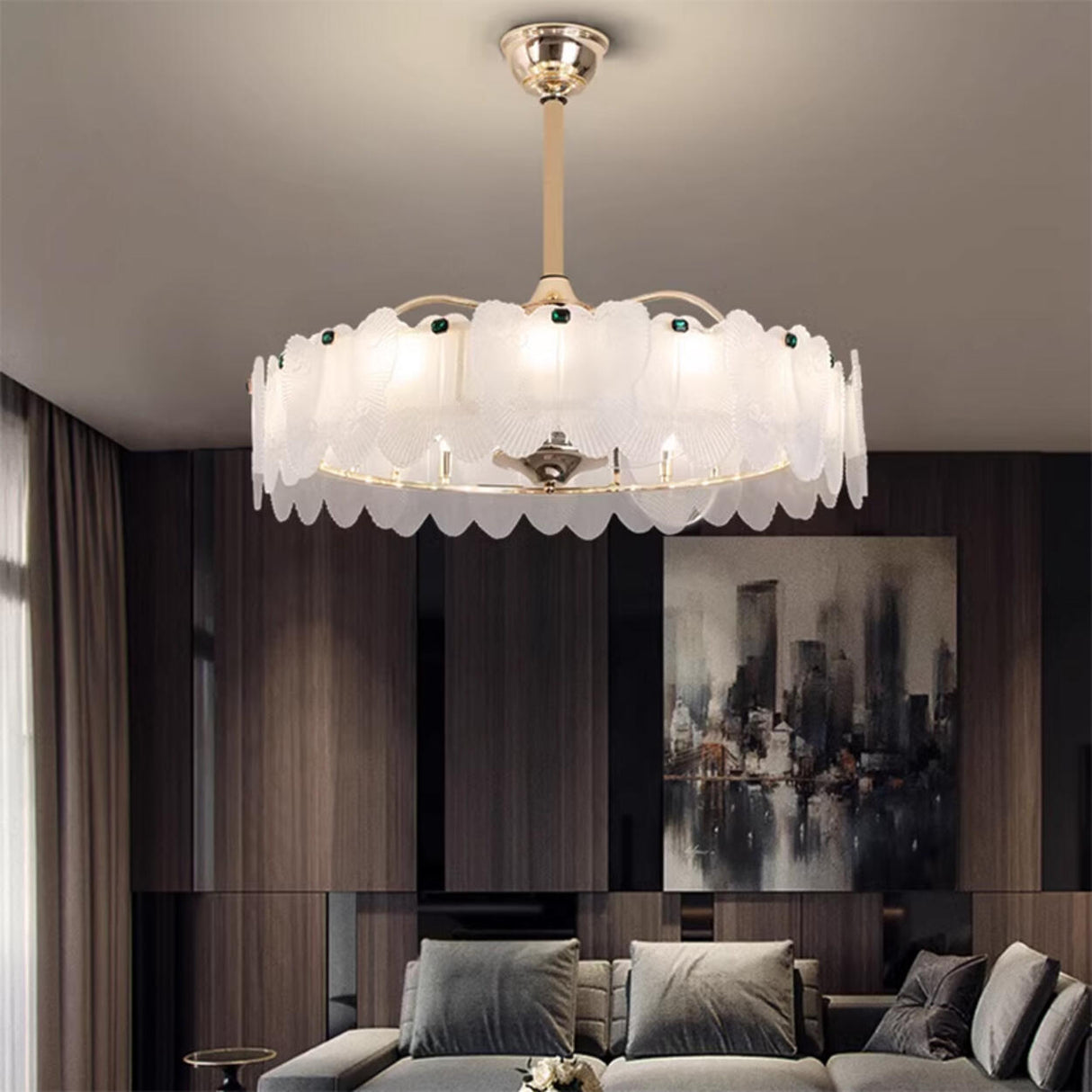 Luxury Butterfly Adjustable Blade Chandelier Fan Light Image - 1