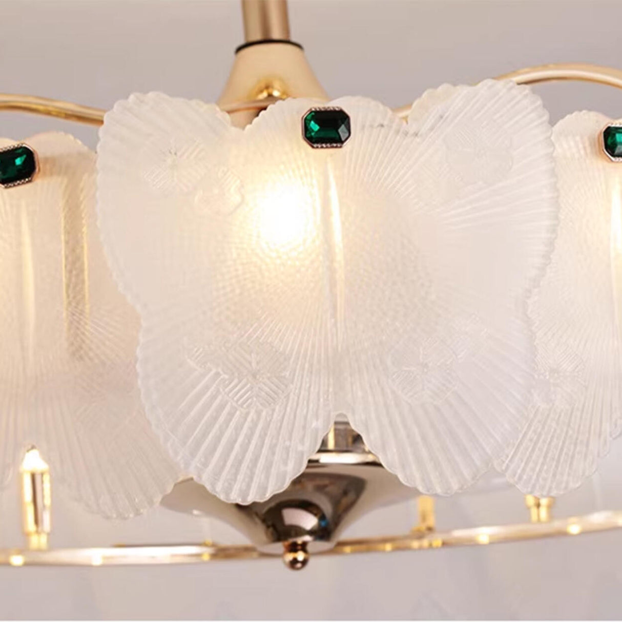 Luxury Butterfly Adjustable Blade Chandelier Fan Light Image - 10