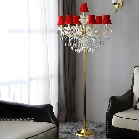 Luxury Candle Gold Crystal Chandelier Floor Lamp Image - 2