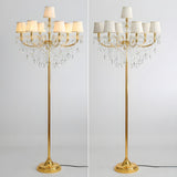 Luxury Candle Gold Crystal Chandelier Floor Lamp Image - 5