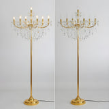 Luxury Candle Gold Crystal Chandelier Floor Lamp Image - 6