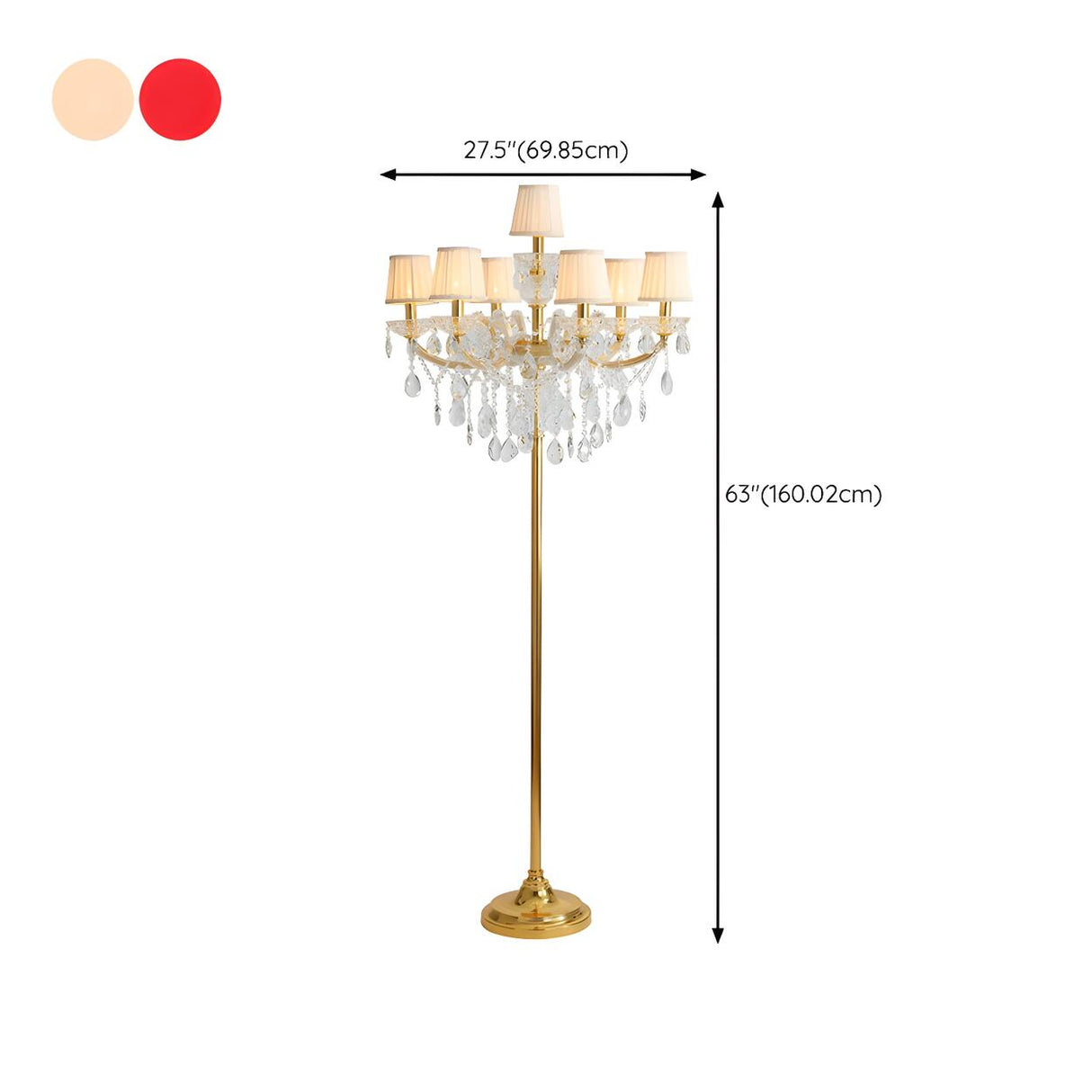 Luxury Candle Gold Crystal Chandelier Floor Lamp 