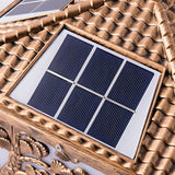 Luxury Carved Solar Lantern Outdoor Square Metal Light Image - 10