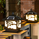 Luxury Carved Solar Lantern Outdoor Square Metal Light Image - 11