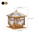 Luxury Carved Solar Lantern Outdoor Square Metal Light #size