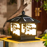 Luxury Carved Solar Lantern Outdoor Square Metal Light Image - 4