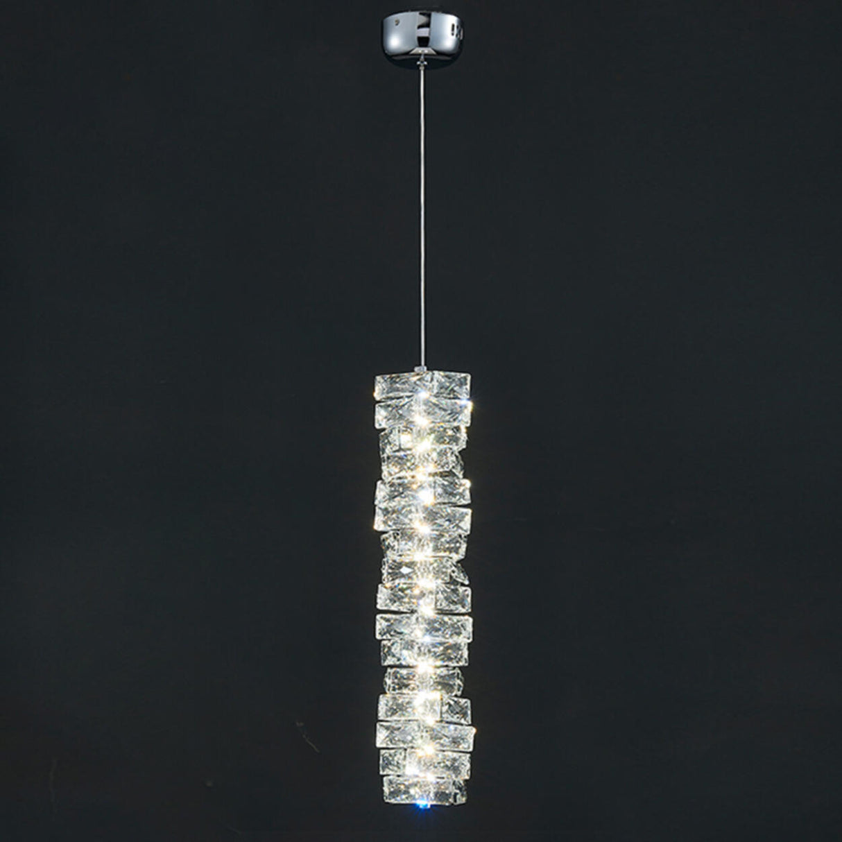 Luxury Chrome Geometric Crystal Pendant Light Image - 11