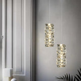 Luxury Chrome Geometric Crystal Pendant Light Image - 3