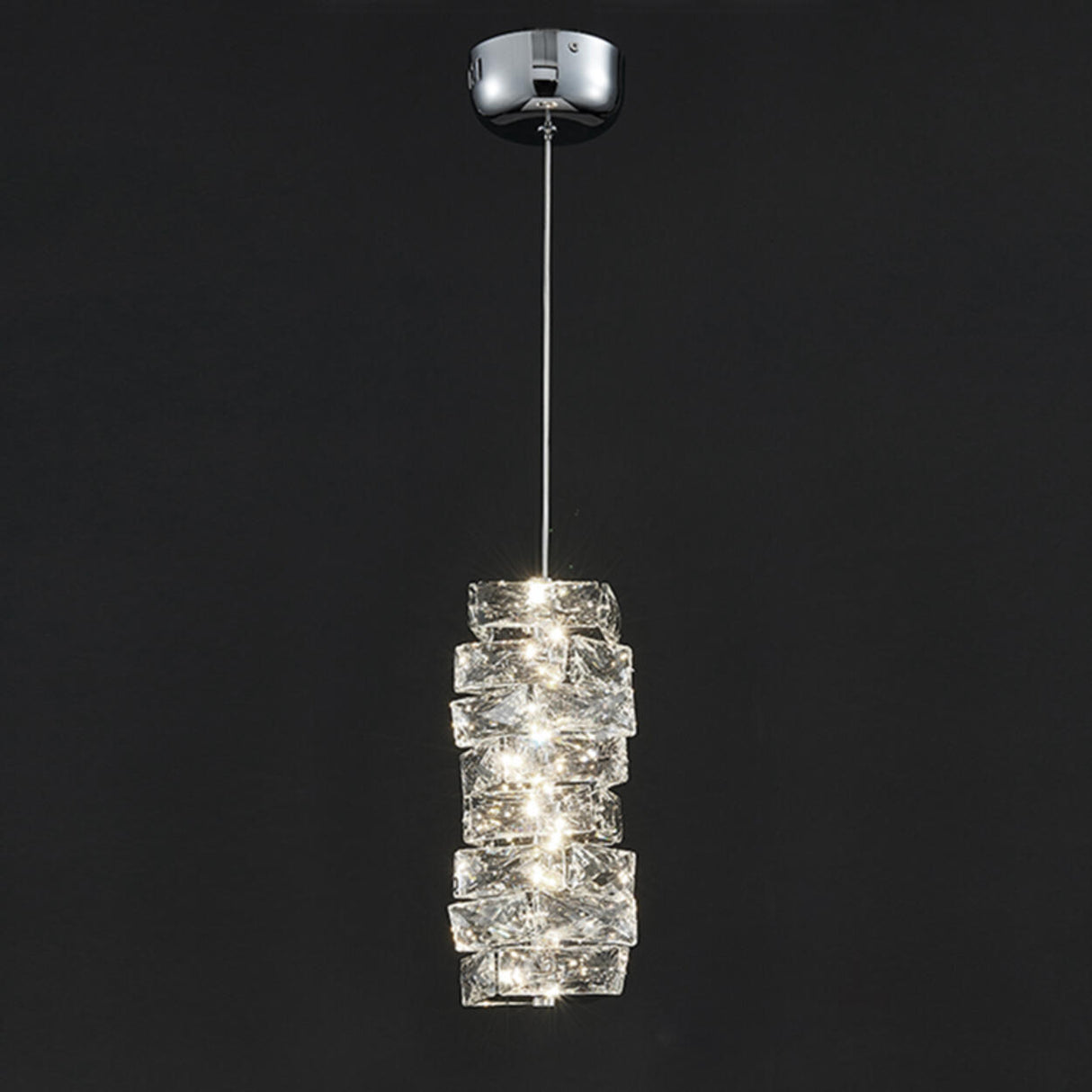 Luxury Chrome Geometric Crystal Pendant Light Image - 4