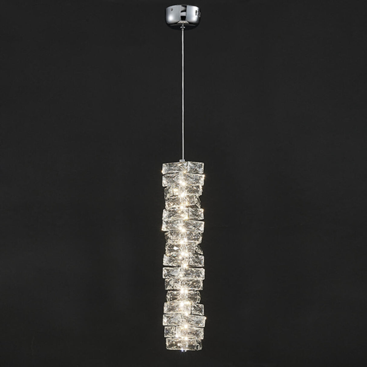 Luxury Chrome Geometric Crystal Pendant Light Image - 9