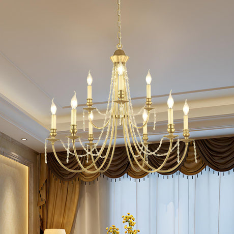 Luxury Classic 2 Tiers Gold Candlestick Chandelier Image - 1