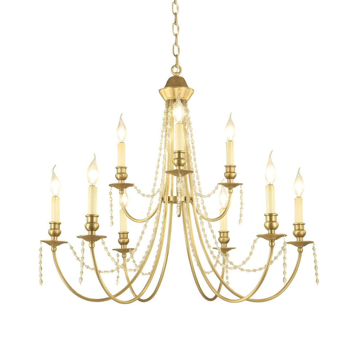 Luxury Classic 2 Tiers Gold Candlestick Chandelier Image - 3