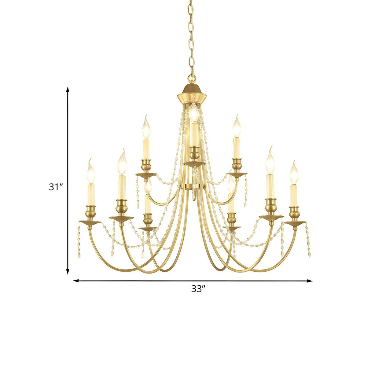 Luxury Classic 2 Tiers Gold Candlestick Chandelier Image - 4