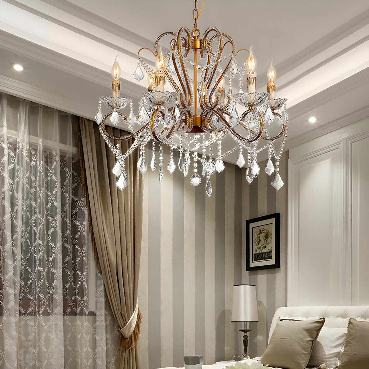 Luxury Classic Candelabra Brass Crystal Chandelier Image - 3