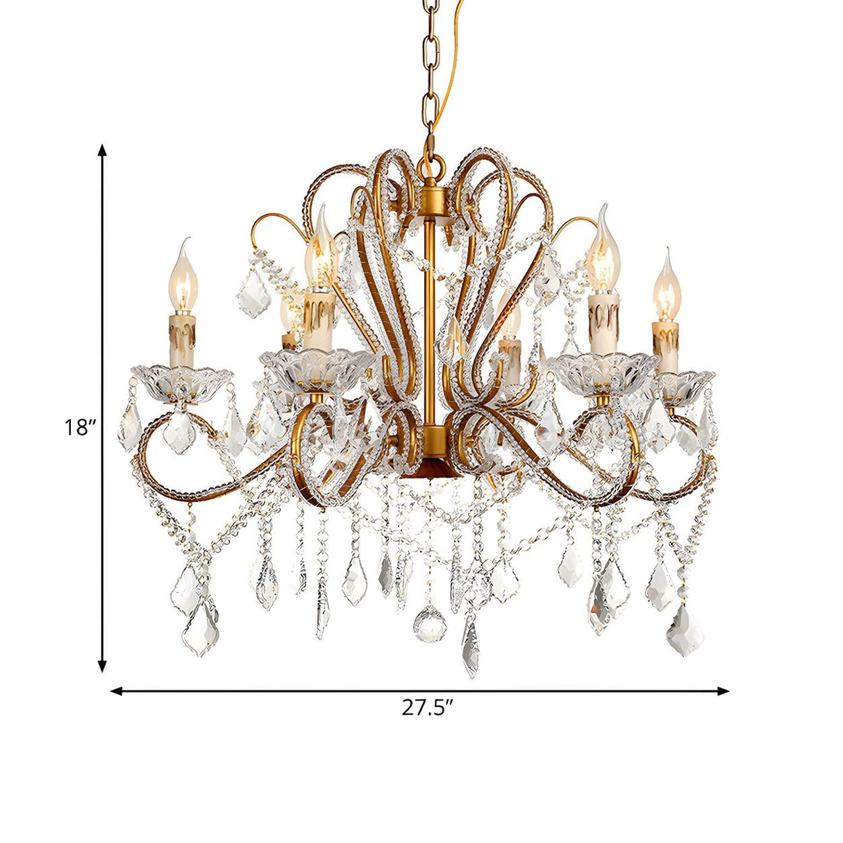 Luxury Classic Candelabra Brass Crystal Chandelier 