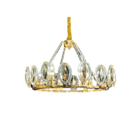 Luxury Clear Crystal Gold Circular Ring Chandelier Image - 2