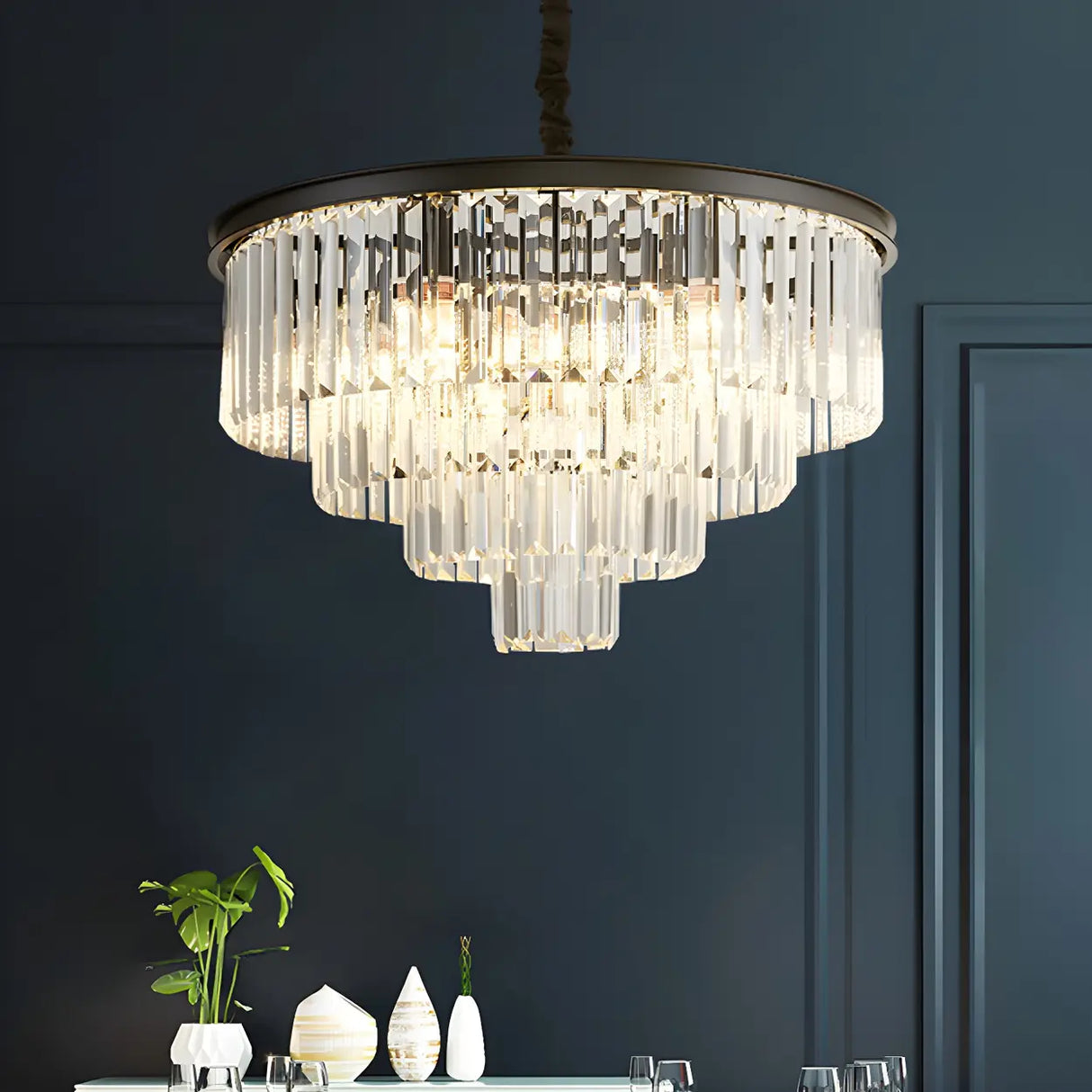 Luxury Clera Crystal Tiered Chandelier for Living Room Image - 20