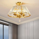 Luxury Cone Frustum Crystal Semi-Flush Mount Light Image - 13