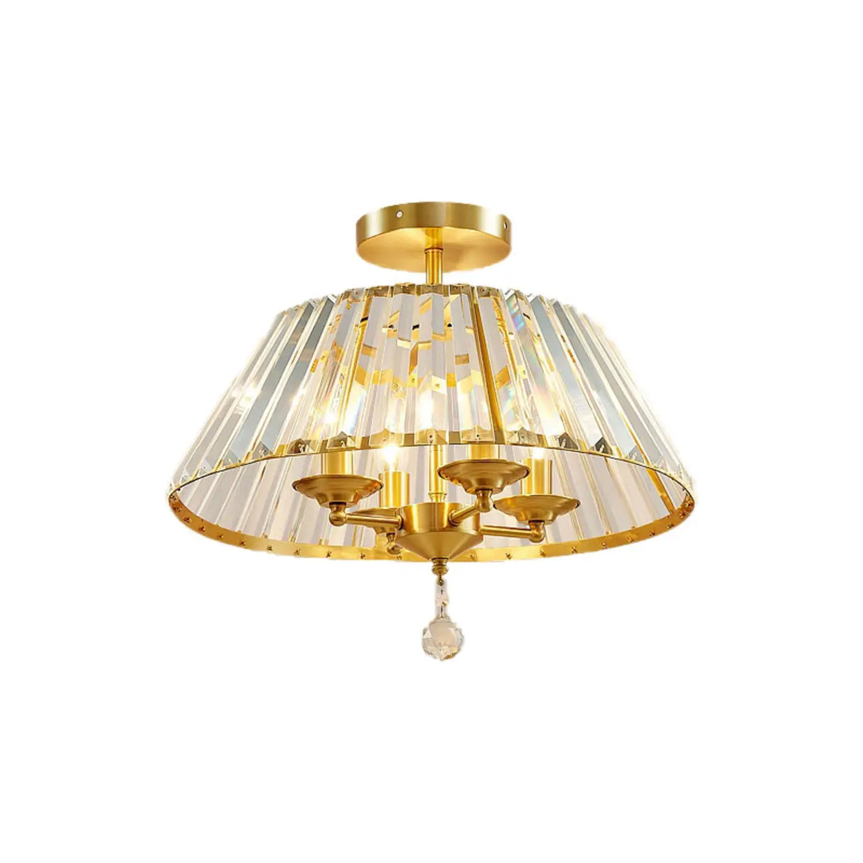 Luxury Cone Frustum Crystal Semi-Flush Mount Light Image - 14