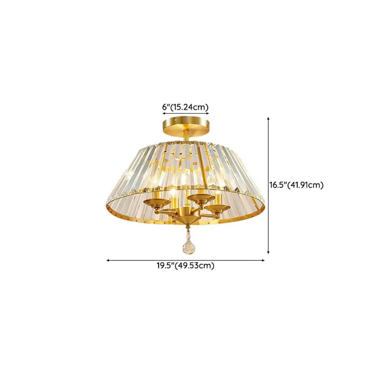 Luxury Cone Frustum Crystal Semi-Flush Mount Light 