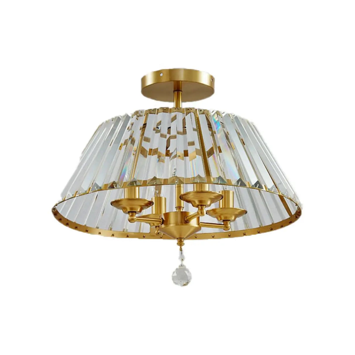 Luxury Cone Frustum Crystal Semi-Flush Mount Light Image - 5