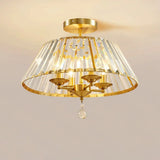 Luxury Cone Frustum Crystal Semi-Flush Mount Light Image - 7