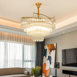 Luxury Contemporary Gold Tiered Crystal Chandelier Image - 1