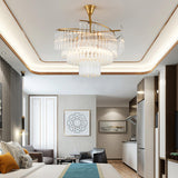 Luxury Contemporary Gold Tiered Crystal Chandelier Image - 13