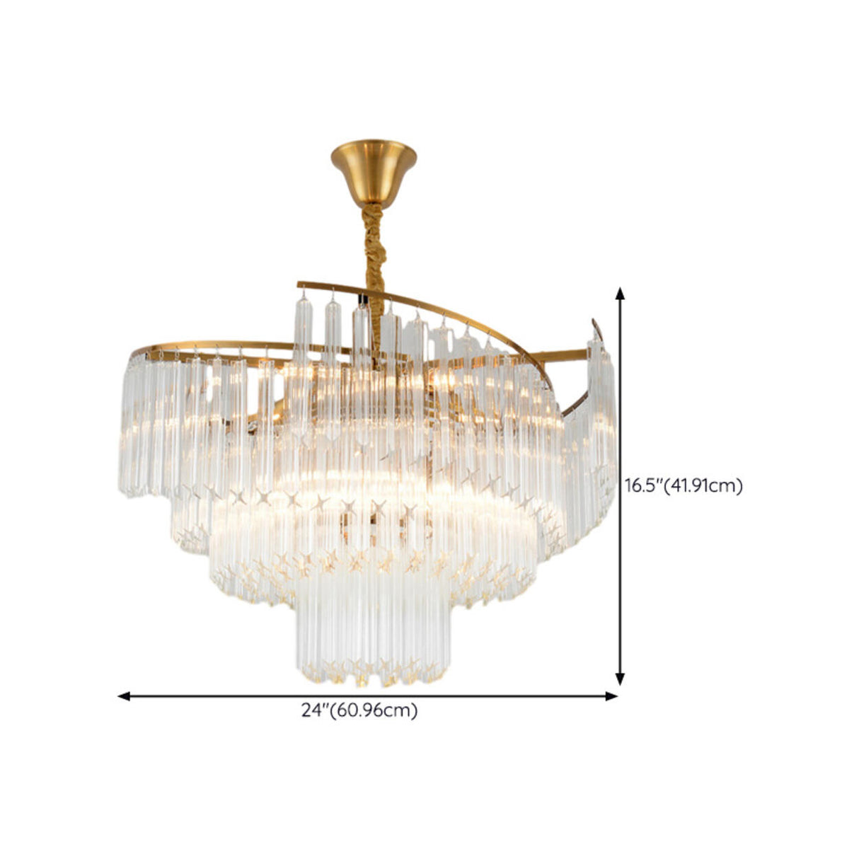 Luxury Contemporary Gold Tiered Crystal Chandelier 